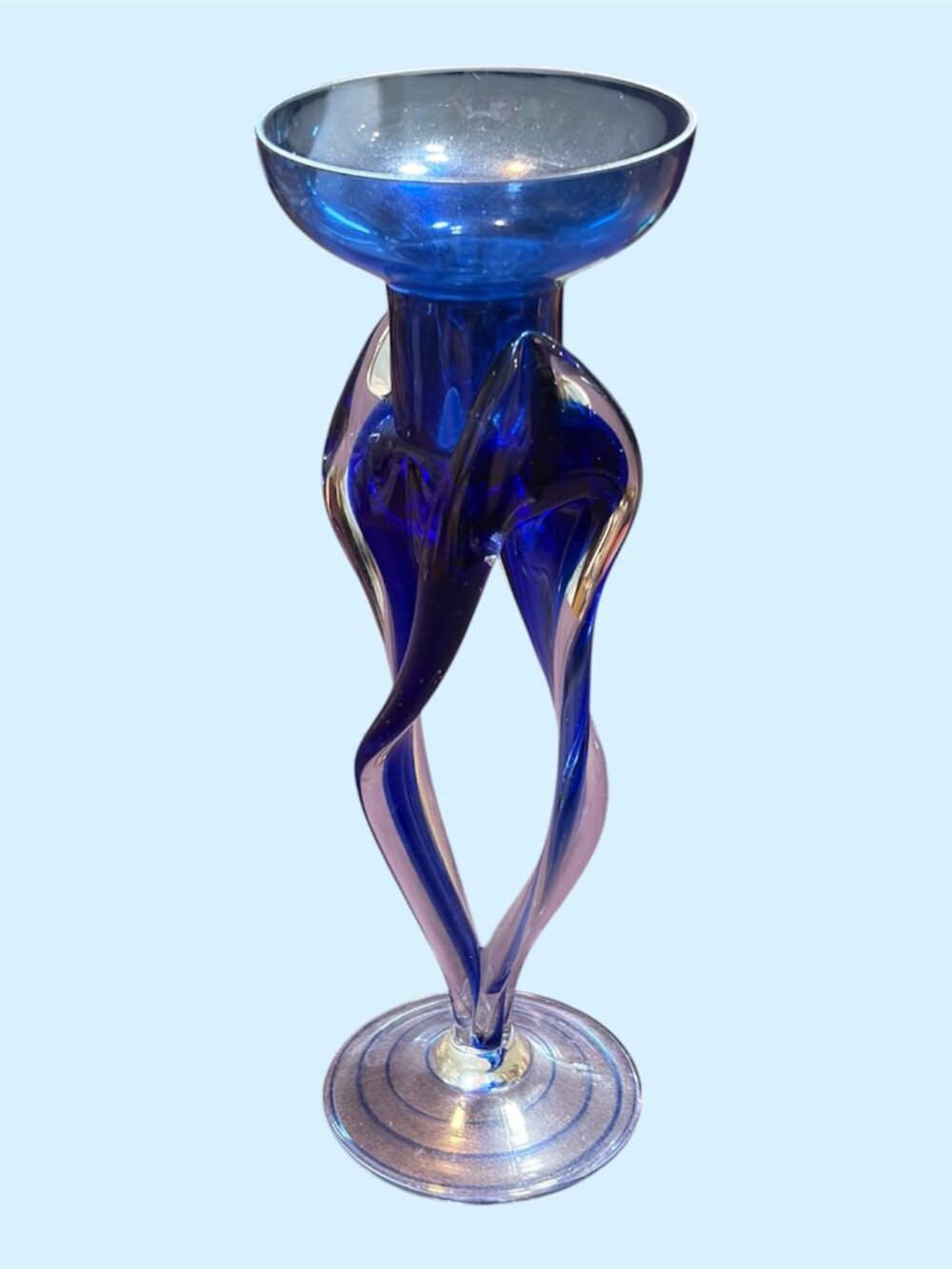 CANDLEHOLDER BLUE FOR TAPERS